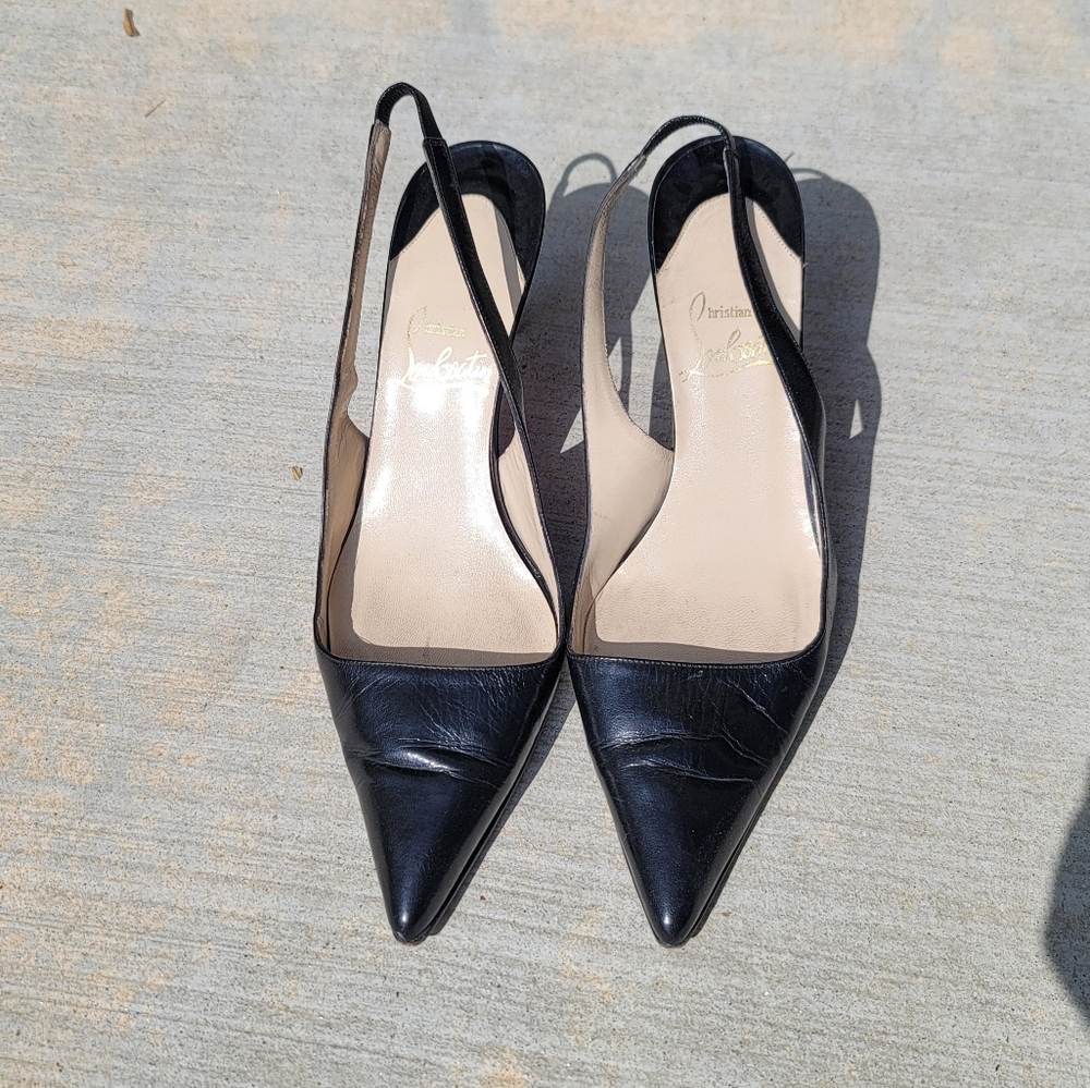 Christian Louboutin Black Pointed Slingback Heels